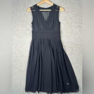 Banana Republic 100% SILK Black Chiffon Sheer Sleeveless V-Neck Dress